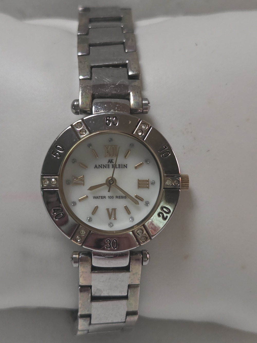 Anne Klein Silver-Tone Women's Bracelet Watch -mother Of Pearl  Dial